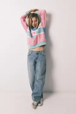 Свитшот из хлопкового флиса color block