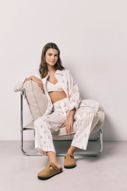 Длинные брюки из 100% хлопка с цветочным принтом