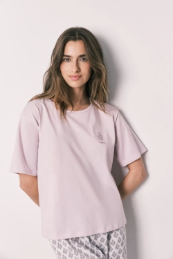 Розовая пижама из 100% хлопка с принтом