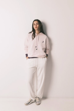 Свитшот с капюшоном из хлопкового флиса, розовый