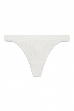 Трусы-танга белого цвета с цветочным принтом