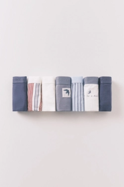 Набір із 7 трусиків-бразиліана із бавовни, синього кольору з логотипом