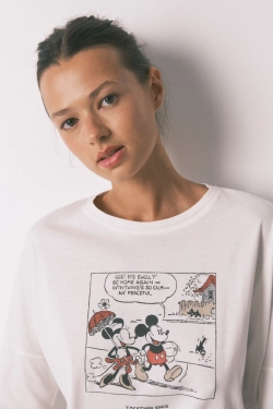 Довга піжама Mickey Mouse білого кольору з бавовни