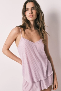 Рожева коротка піжама з м'якого трикотажу в рубчик