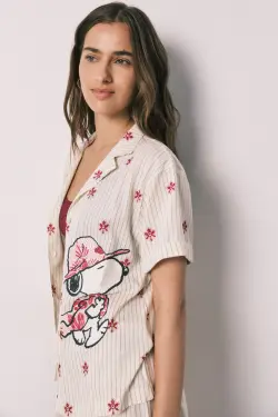 Коротка піжама в смужку Snoopy