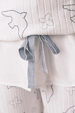 Піжама довга з принтом птахів біла