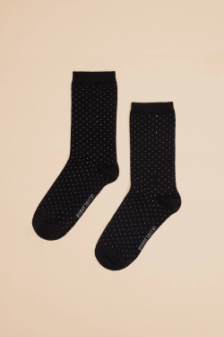 Черные длинные хлопковые носки в горошек