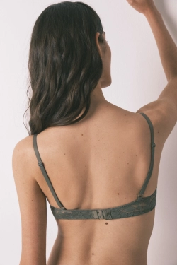 CHARMING Трикутний бюстгальтер з наповнювачем і мереживом кольору хакі