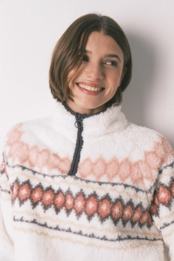 Довга м’яка флісова піжама з принтом Fair Isle