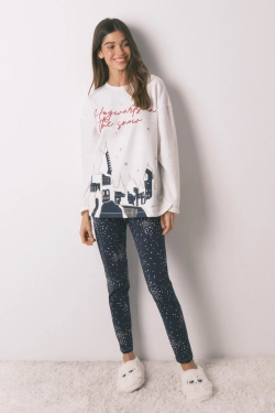 Довга флісова піжама з принтом "Hogwarts"