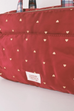 Велика червона нейлонова косметичка з принтом у вигляді сердець