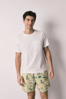 Чоловічі шорти для плавання з тропічним принтом Snoopy