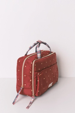 Велика червона нейлонова косметичка з принтом у вигляді сердець