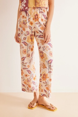 Довгі штани з віскозної тканини з милим кольоровим принтом пейслі. Ідеально підходять для сну, відпо