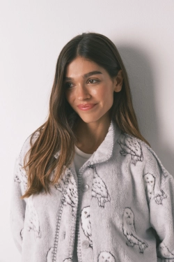 Короткий пухнастий халат Hedwig