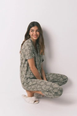 Вискозная пижама с цветочным принтом