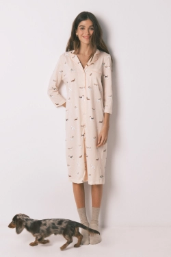 Нічна сорочка середньої довжини з бавовни з принтом