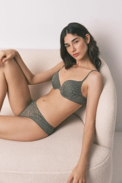 GORGEOUS Бюстгальтер push-up з мереживом кольору хакі