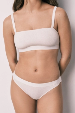 Бежеві класичні бавовняні трусики в рубчик