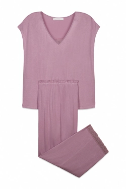 Пижама капри вискозная мягкая розовая