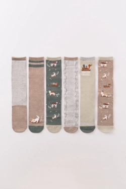 Набор из 6 пар длинных хлопковых носков