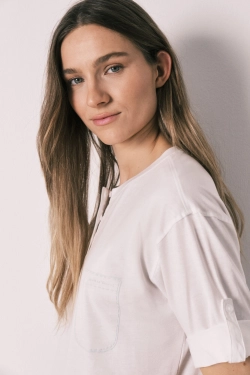 Коротка піжама з бавовни з штанами в зелену смужку