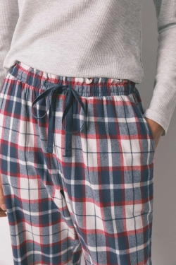 Длинные прямые брюки из 100% хлопковой фланели