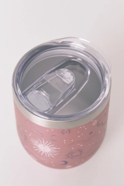 Розовая металлическая термокружка