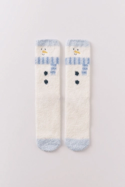 Длинные пушистые носки Снеговик
