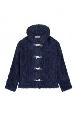 Короткий халат із супер-м'якого флісу з капюшоном