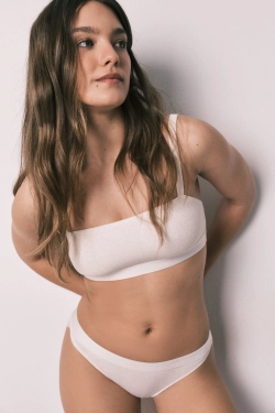 Бежеві класичні бавовняні трусики в рубчик