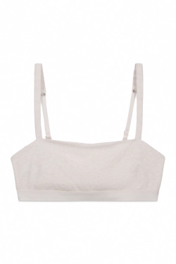 Бежевый хлопковый бюстгальтер-топ в рубчик