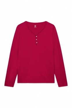 Красная футболка с длинными рукавами из 100% хлопка