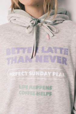 Свитшот с капюшоном из хлопкового флиса, серый