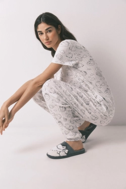 Домашние тапочки из флиса серого цвета с персонажами Муми-троллей