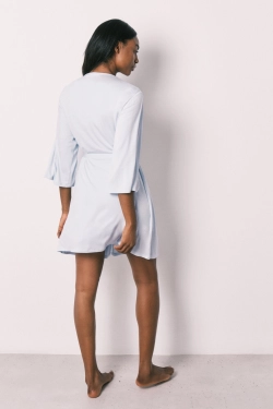 Голубой халат миди из мягкой вискозы