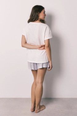 Короткая пижама в полоску из хлопка и вискозы