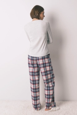 Длинные прямые брюки из 100% хлопковой фланели