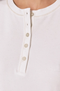 Белый лонгслив в рубчик с люрексом