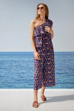 Асимметричный топ с принтом и воланами