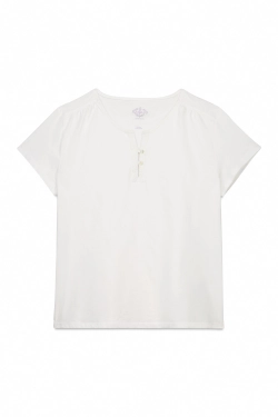 Бавовняна футболка з вишивкою та ґудзиками