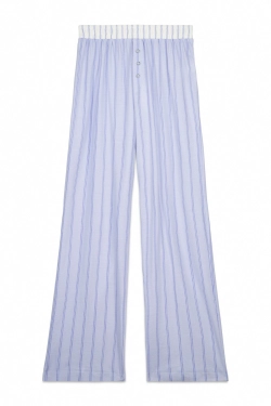 Длинные брюки из хлопка с принтом в синюю полоску