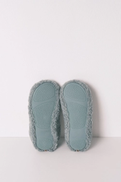 Зелені домашні капці зі штучної овчини