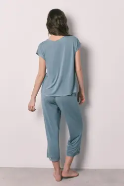 Піжама капрі з віскози soft touch блакитного кольору