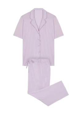 Фіолетова класична піжама зі штанами-капрі