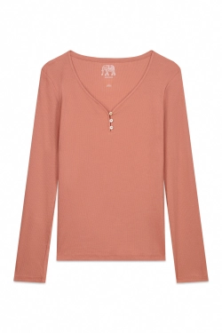 Оранжевая хлопковая футболка с длинными рукавами