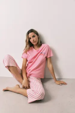 Длинная пижама в полоску Pink Panther