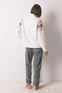 Довга м’яка флісова піжама з принтом Fair Isle