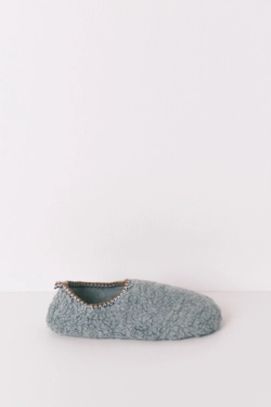 Зелені домашні капці зі штучної овчини