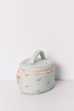 Средняя зелёная косметичка с принтом маленьких собачек